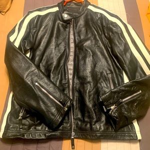 Wilsons leather bomber jacket with white racing stripes